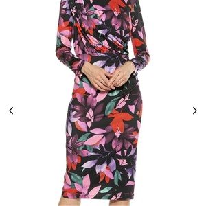NWT Alexia Admor Nicolette Dress | Fall Black Floral Long sleeve Cocktail Dress